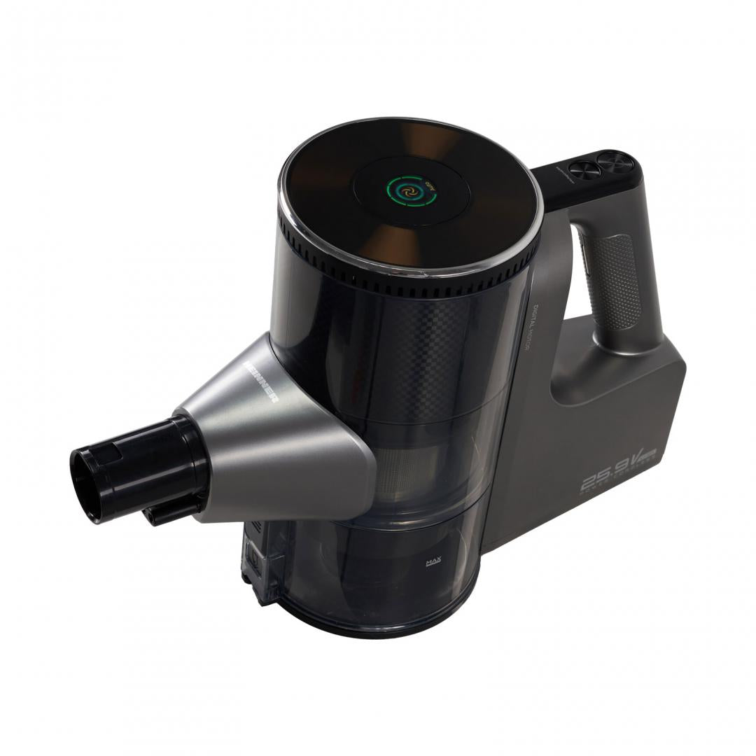 Aspirator vertical HEINNER VERTICLEAN PRO HSVC-MBD25.9S, filtrare ciclonica, acumulator li: 25.9v, putere: 450w si 3 viteze, autonomie max 20 min, display led, capacitate 0.7l, filtru hepa, silver