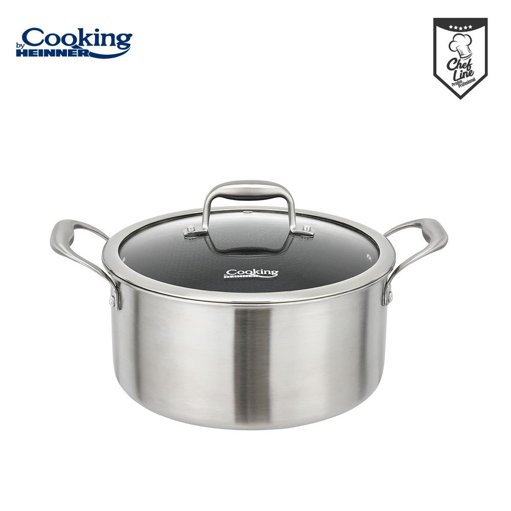 Oala 5L cu capac sticla Cooking by Heinner Titanium, 3 straturi, inox, 24 x 12 cm