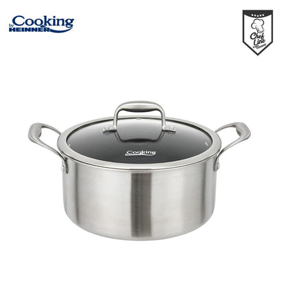 Oala 5L cu capac sticla Cooking by Heinner Titanium, 3 straturi, inox, 24 x 12 cm