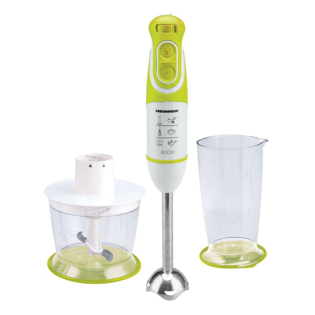 Mixer vertical Heinner Charm, 600W, 5 viteze, functie Turbo, tel, tocator, Alb/Verde Hb-600Gr