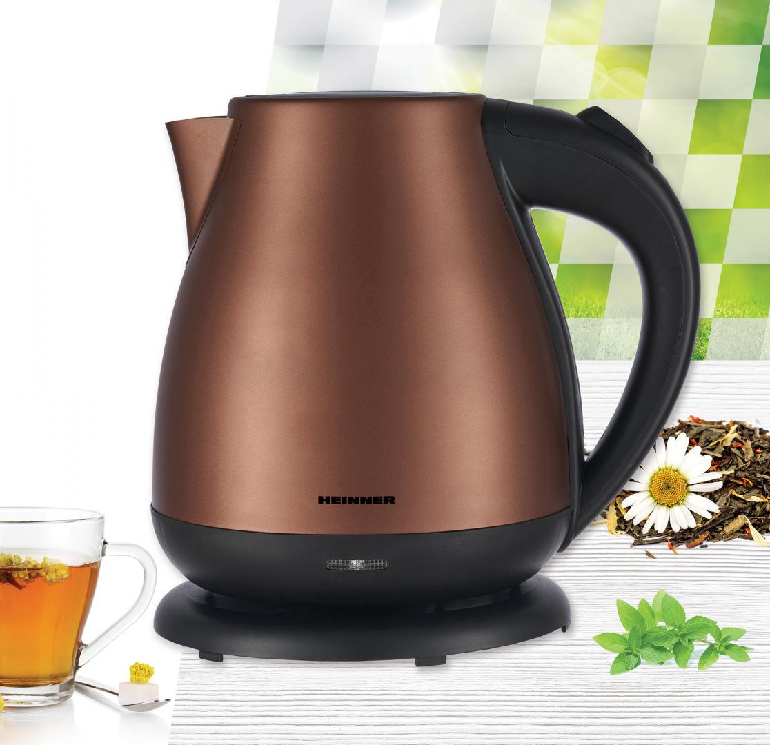 Fierbator Heinner HEK-17IXC, 1850-2200 W, 1.7 L, element incalzire inox, oprire automata, inox, Maro