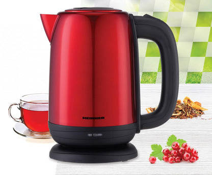 Fierbator electric Heinner HEK-2200RDSS, 1850-2200w, 1.7l, carcasa inox, filtru detasabil, Rosu