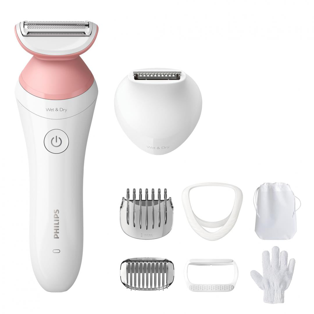Aparat De Ras Fara Fir Umed Si Uscat Philips Lady Shaver Seria 6000 Brl146/00, Wet&Amp;Dry, 10 Ore Incarcare, 40 Min Utilizare, Husa, Manusa Exfoliere, L X A X I (Mm)