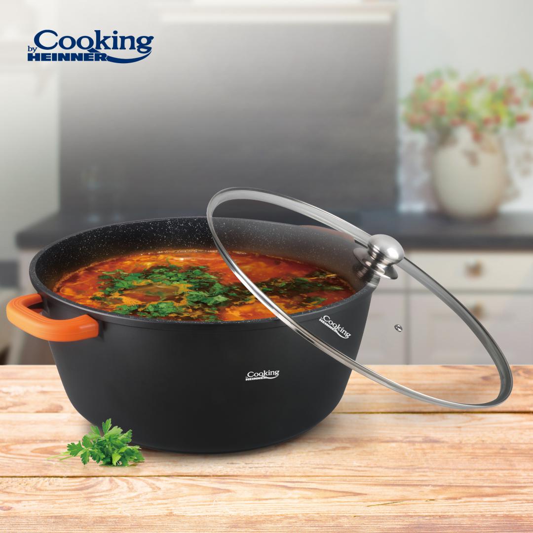 Semioala Aluminiu+Capac ,23L,Dark Line, Cooking By Heinner