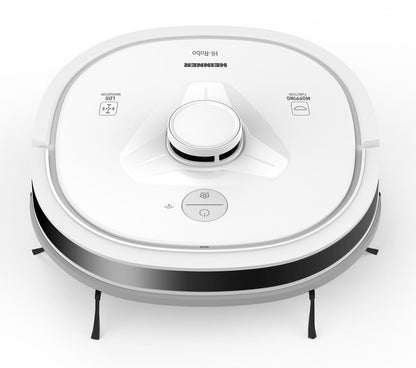 Robot de aspirare Heinner HI-Robo HRVC-M33WH, WI-FI, aspirator si mop, 14.4V/ 3350 mAh, putere aspirare 2000Pa, motor BLDC, navigatie LDS, autonomie 180 min, recipient praf: 600 ml, rezervor apa 250 ml, alb