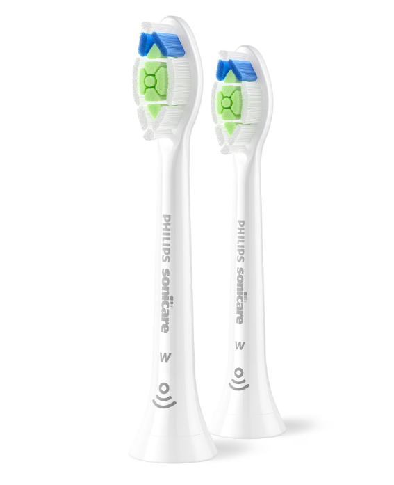 Rezerve Philips Sonicare Optimal White HX6062/87, pachet de 2 capete de periere, Standard, click-on, sincronizarea modurilor BrushSync, Alb