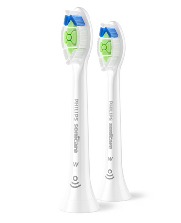 Rezerve Philips Sonicare Optimal White HX6062/87, pachet de 2 capete de periere, Standard, click-on, sincronizarea modurilor BrushSync, Alb