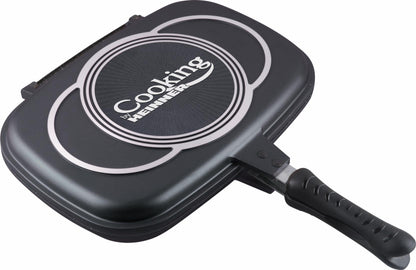 Tigaie dubla grill Cooking by Heinner Dark Line Classic, dreptunghiulara, aluminiu, 36x24x7.5 cm