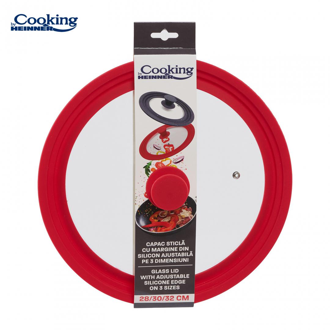 Capac Sticla Cu Margine Din Silicon Ajustabila Pe 3 Dimensiuni 28/30/32 Cm, Cooking By Heinner