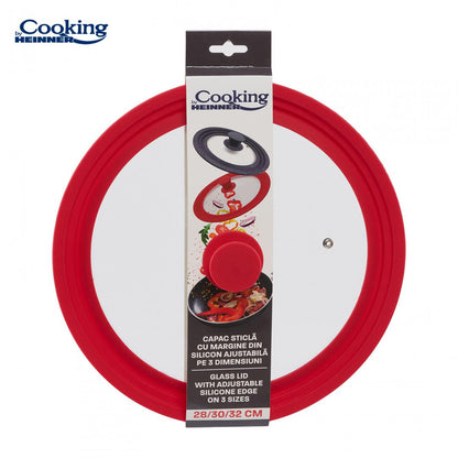 Capac Sticla Cu Margine Din Silicon Ajustabila Pe 3 Dimensiuni 28/30/32 Cm, Cooking By Heinner