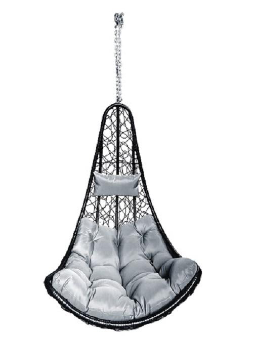 Balansoar suspendat Vigo Heinner, 80x102x124/195 cm, otel/rattan sintetic, gri antracit/gri