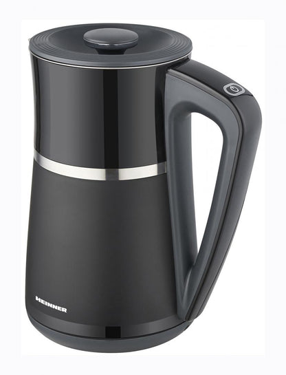 Fierbator electric Heinner HEK-D22002WBK, 1850-2200w, capacitate 1.7l, afisaj LCD, comanda electronica, oprire automata, 5 trepte de temperatura (40/60/80/90/100°C), negru