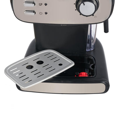 Espressor manual Heinner Black Boquette HEM-1100BKX, 850W, 15bar, rezervor detasabil 1.2L, filtru dublu din inox, Negru/Inox
