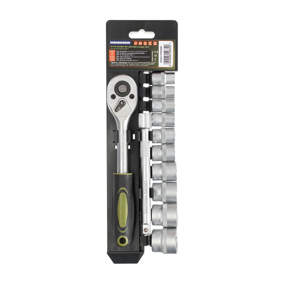 Trusa chei tubulare Heinner CTSM018, 12 piese, CR-V 3/8"