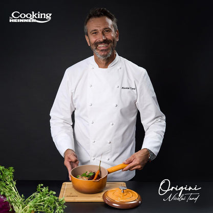 Cratita 1.8L cu capac Cooking by Heinner - Origini Chef Nicolai Tand, aluminiu turnat, invelis ceramic, 18 x 8.5 cm