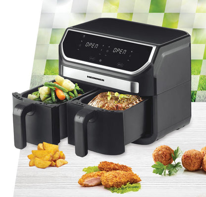 FRITEUZA DUBLA HEINNER DOUBLE MASTER HAF-KDB1700BK, Putere 1700W, Capacitate 8.5L, Display digital, 11 programe presetate, Negru