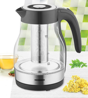 Fierbator electric cu filtru ceai Heinner HEK-TF2200GBK, 1850-2200w, 1.7l, filtru detasabil, Negru