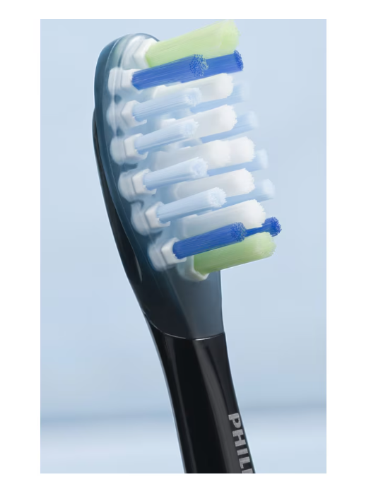 Rezerve Philips Sonicare Plaque Defence HX9042/88, pachet de 2 capete de periere, Standard, click-on, sincronizarea modurilor BrushSync, Negru