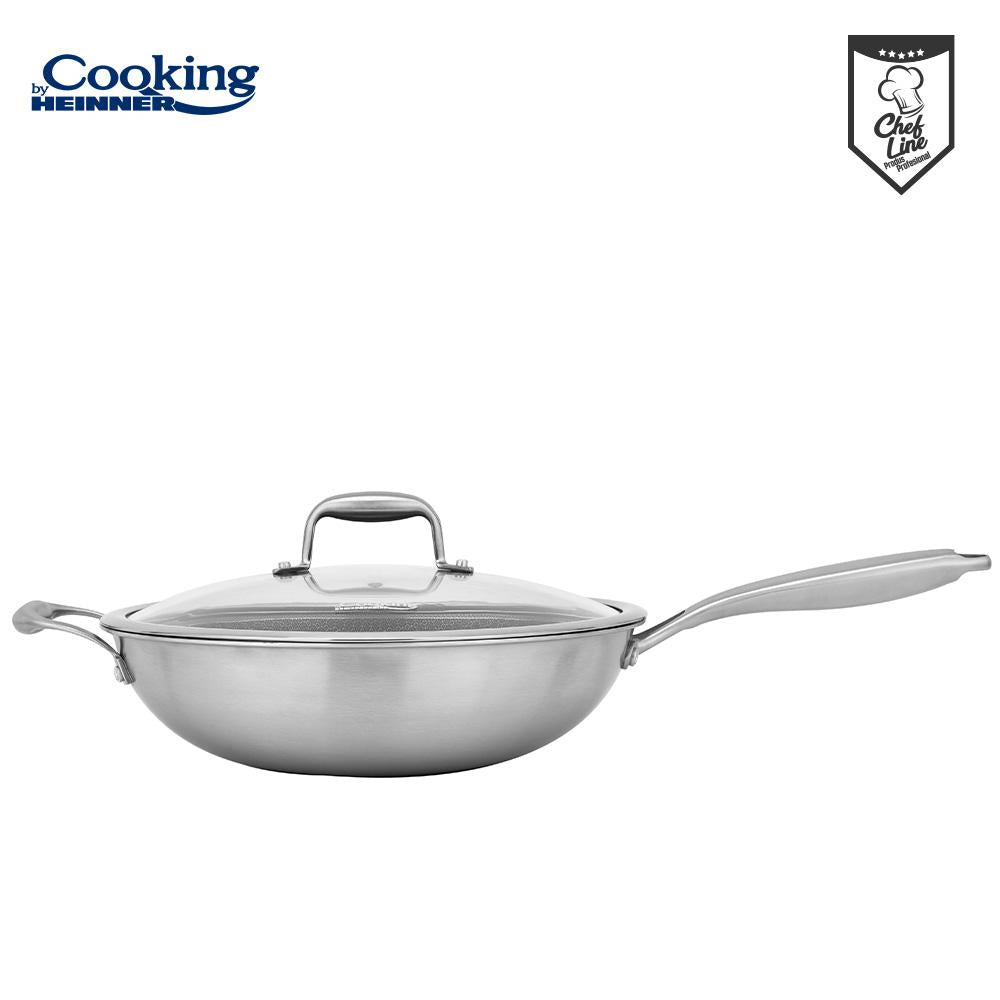 Tigaie wok cu capac sticla Cooking by Heinner Titanium, 3 straturi, 30 x 8.5 cm, 4.5 L