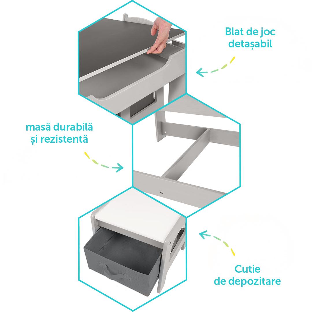 Set Masuta Si 2 Scaune Pentru Copii , Mdf, U-Grow