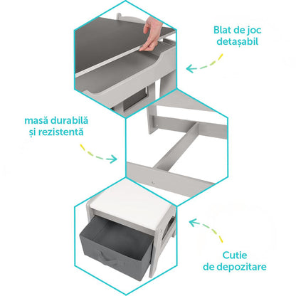 Set Masuta Si 2 Scaune Pentru Copii , Mdf, U-Grow