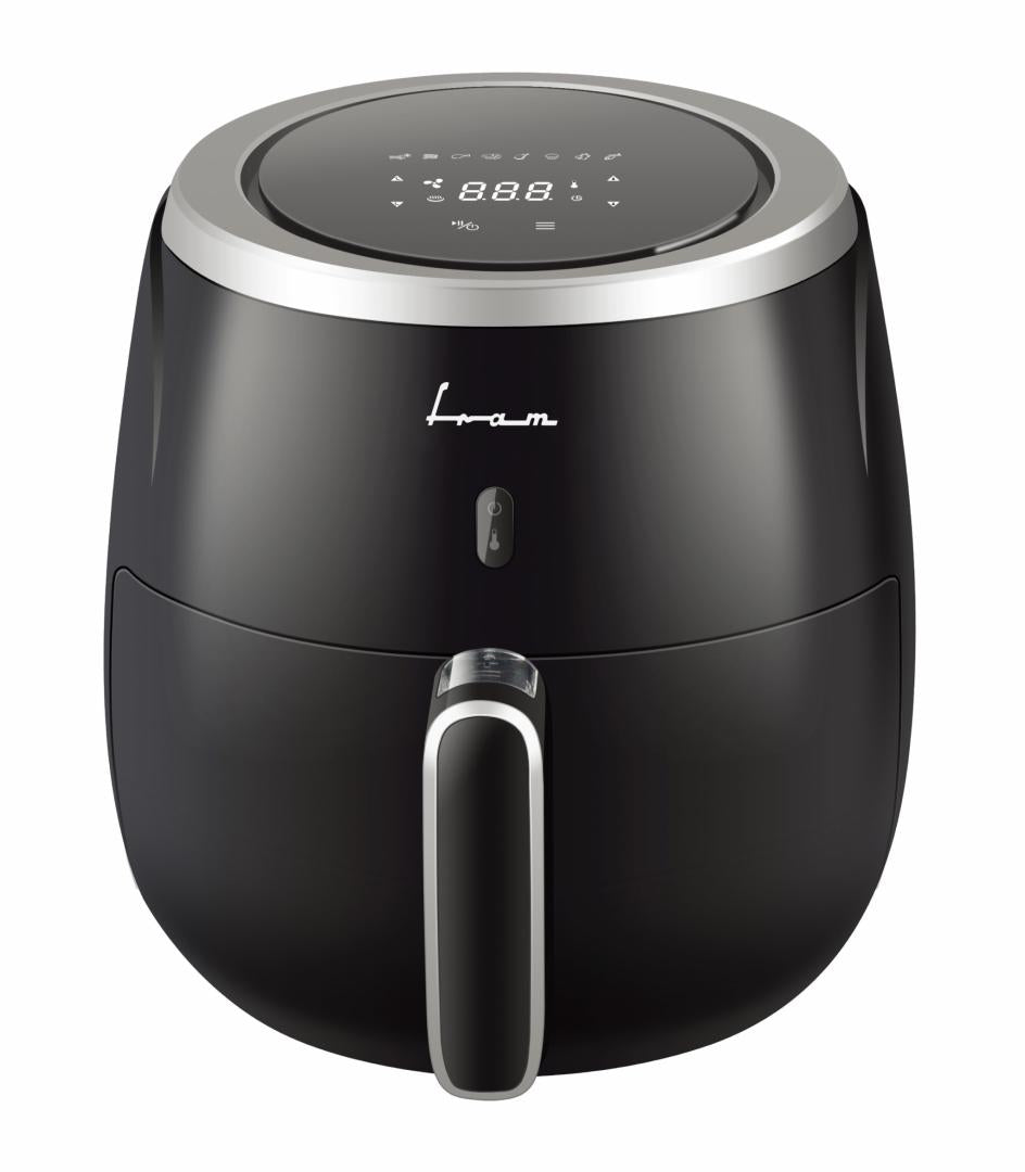 Friteuza cu aer cald FRAM Airfryer FAF-MD2000BK, gatire fara ulei, 2000W, capacitate cos 5L, afisaj digital, control Touch, vas detasabil anti-adeziv, termostat reglabil: 80-200˚C, negru