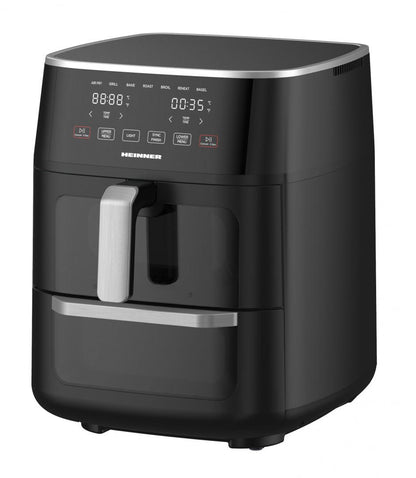 Friteuza dubla cu aer cald Heinner OvenFry Cook HAFO-M11BK1700, 1550-1850W, capacitate 11L, panou de comanda electronic, 10 programe presetate, timp maxim de preparare: 90 min, fereastra supraveghere si lumina interioara, Negru