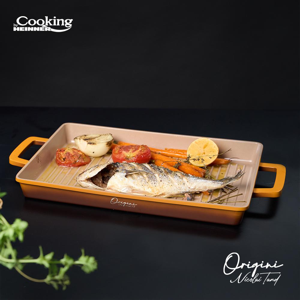 Grill Cooking by Heinner - Origini Chef Nicolai Tand, aluminiu turnat, invelis ceramic, 36 x 26.4 x 4 cm