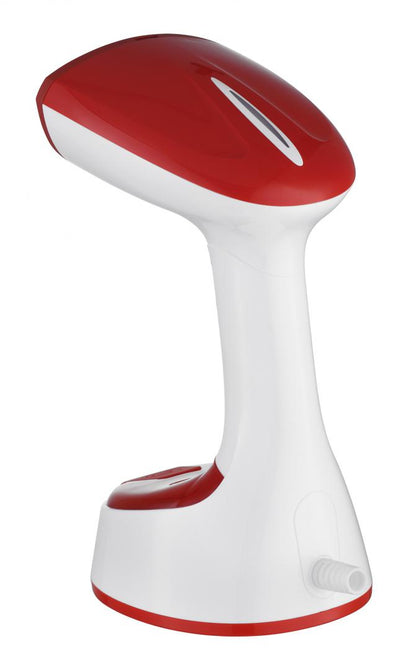 Aparat de calcat vertical Heinner Charon HGS-1400RD, 1240-1470W, talpa din inox, abur continuu cu buton blocare, rezervor apa fix, pliabil pentru depozitare usoara, perie inclusa, debit abur 18+-4g/min, capacitate rezervor apa 120ml, alb/rosu