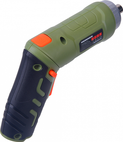 Surubelnita pe acumulator Heinner SSA111, 4 V, 250 RPM, 3 Nm, cablu USB, 9 biti 25 mm, prelungitor biti, suport biti