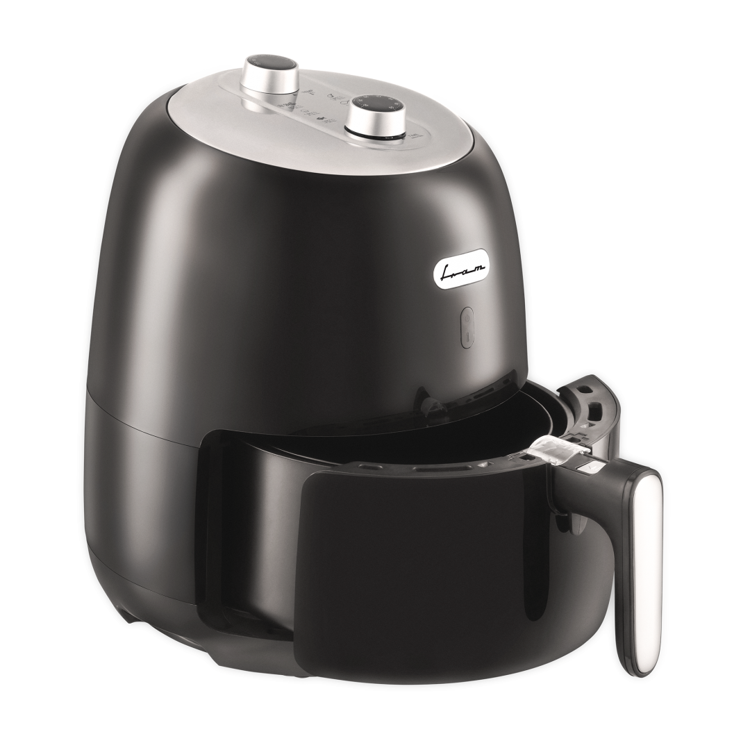 Friteuza cu aer cald FRAM Airfryer FAF-1500BK, gatire fara ulei, 1500W, capacitate cos 3.2L, vas detasabil anti-adeziv, termostat reglabil 80-200˚C, timer 30 min, negru