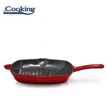 Tigaie grill Cooking by Heinner Red Line, fonta emailata, 26.5 x 4.5 cm