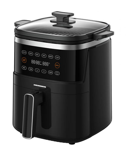 Friteuza cu aer cald Heinner Fry&Grill HAFG-B5BK2600, 2600W, capacitate 5L, 6 programe presetate, panou de comanda electronic, timp maxim de preparare: 60 min, Negru