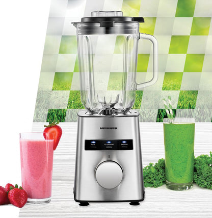 Blender de masa Heinner Avallon 800 HBL-HE800SS, 800W, functii: zdrobirea ghetii, Smoothie, Pulse, bol din sticla 1.5L, lame din otel inoxidabil, buton rotativ, protectie la supraincalzire, bol din sticla si lame detasabile, carcasa din inox, Argintiu