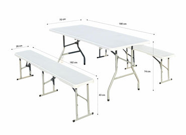 Heinner Set Masa Cu 2 Banci Plastic Pliabile