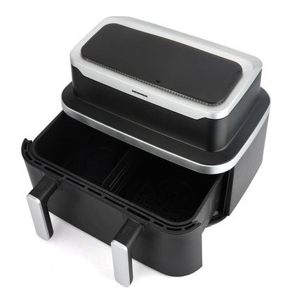 Friteuza dubla cu aer cald Heinner match&sinc HAF-DDB9BK26, 2600w, capacitate totala 9l, control digital individual, termostat reglabil 60-200 grade, negru