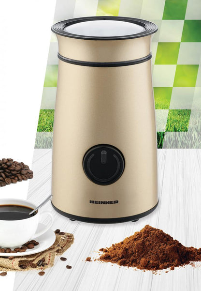 Rasnita electrica Heinner HCG-150IXGD, 150 W, 50g, carcasa inox, Auriu