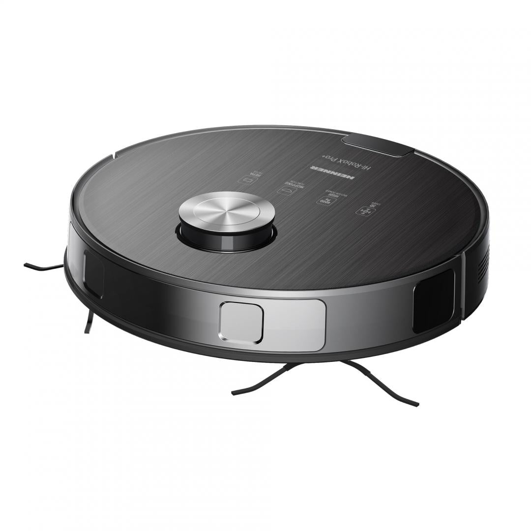 Robot de aspirare Heinner HI-RoboX PRO+ HRVC-MAI52DSBK, WI-FI, aspirator si mop, 14.4V/ 5200 mAh, putere aspirare 4000Pa, motor BLDC, navigatie LDS, AI Technology, autonomie 200 min, recipient praf: 230 ml, rezervor apa: 240 ml, negru