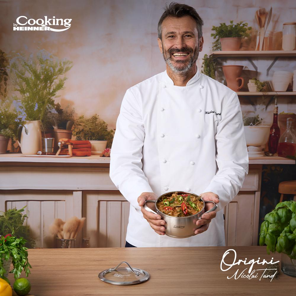 Oala 1.8L cu capac sticla Cooking by Heinner - Origini Chef Nicolai Tand, inox, inductie, 16 x 9 cm