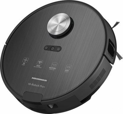 Robot de aspirare Heinner HI-RoboX PRO+ HRVC-MAI52DSBK, WI-FI, aspirator si mop, 14.4V/ 5200 mAh, putere aspirare 4000Pa, motor BLDC, navigatie LDS, AI Technology, autonomie 200 min, recipient praf: 230 ml, rezervor apa: 240 ml, negru