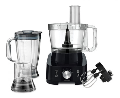 Robot de bucatarie Heinner Cookery Chef HFP-1000BK, 1000W, blender si rasnita incluse, capacitate bol 3.5L, capacitate blender 1.8L, 2 viteze + Pulse, cutit inox, negru