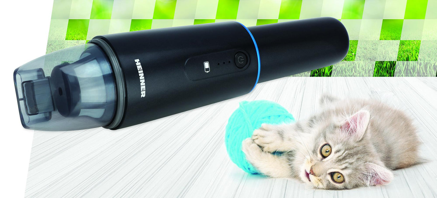 Aspirator de mana Heinner Blackstone HHVC-D7.2BK, 70 w, acumulator li 7.2v, putere absorbtie 5 kpa, indicator led, capacitate recipient praf 50 ml, autonomie 12 min, durata incarcare 3 ore, adaptor USB, accesorii perie 2 in 1, negru