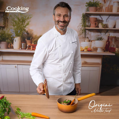 Cratita 1.8L cu capac Cooking by Heinner - Origini Chef Nicolai Tand, aluminiu turnat, invelis ceramic, 18 x 8.5 cm