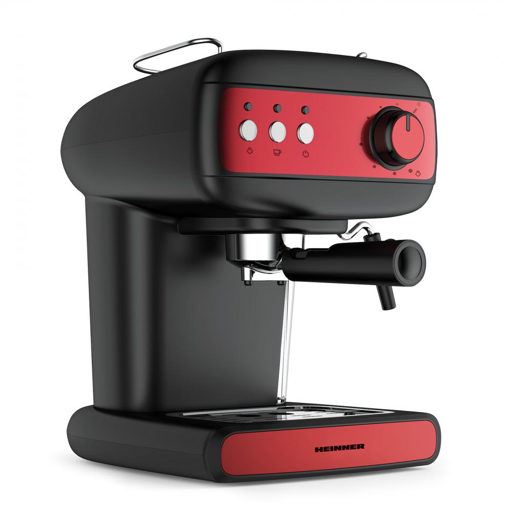 Espressor manual Heinner Red Boquette HEM-1100BKRD, 850W, 15 bar, rezervor apa 1.2l, negru/rosu