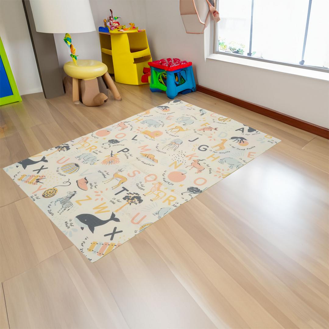 Covor De Joaca Pentru Copii U-Grow, Din Spuma, Pliabil, 2 Fete, Impermeabil, Izolant, Alfabet