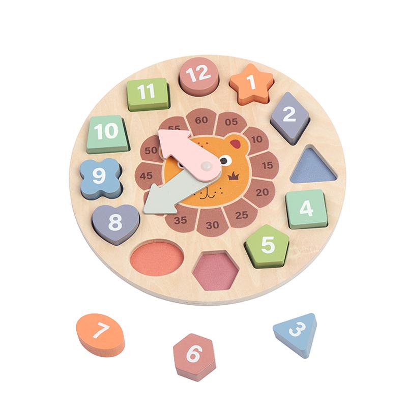 Ceas Educativ Din Lemn Cu Forme Geometrice