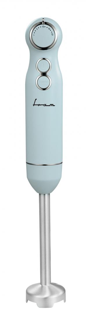 Mixer vertical Fram FHBL-RAC1200BL, 1200W, viteza variabila, functie Turbo, accesorii: tocator, tel, cana de mixat, picior blender din inox, motor DC, capacitate tocator: 500 ml, capacitate cana de mixare: 600 ml, buton ON/OFF