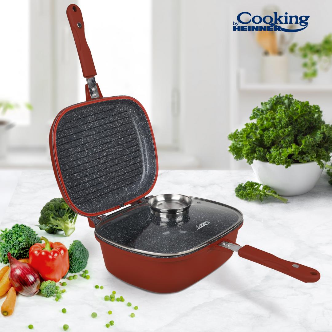 Tigaie dubla Cooking by Heinner Calabria, aluminiu turnat, 30x24x12cm