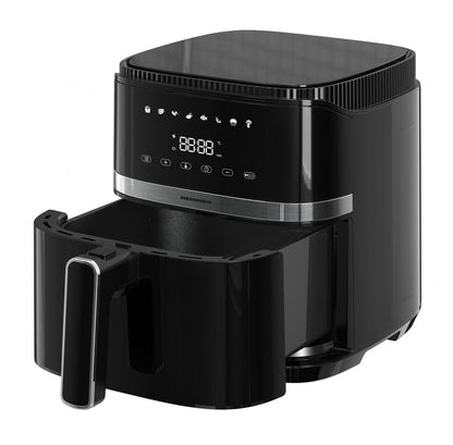 Friteuza cu aer cald Heinner Varietyfry Airfryer HAF-B5BK1500, 1500w, capacitate: 5l, display digital cu control touch, timer 60 min, temperatura 80-200 grade, 8 programe presetate, suport teflonat detasabil, oprire automata, negru