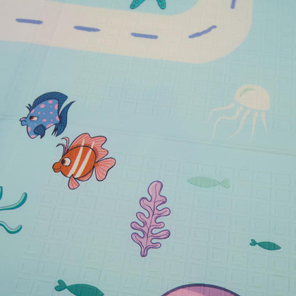 Covor de joaca pentru copii U-Grow, din spuma, pliabil, 2 fete, impermeabil, izolant, 180 x 200 x 1 cm